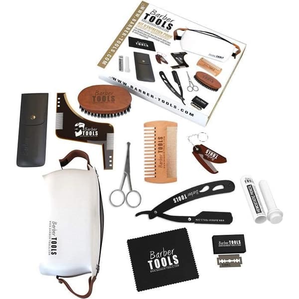 Kit/Set/Låda med underhåll och skötsel för skägg och rakning