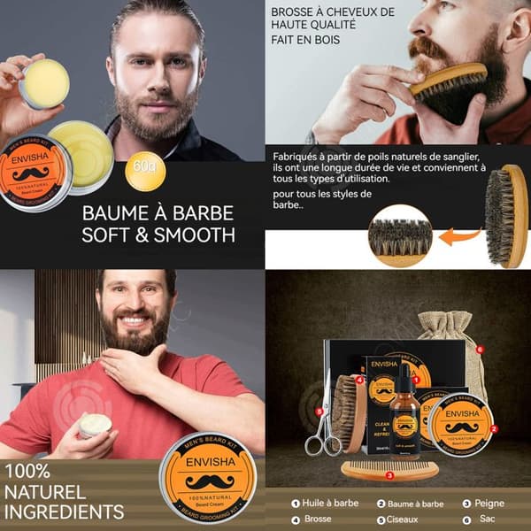 INN Skäggkit för män 6-pack med olja skäggkrämer Skäggborste Sax Grooming Kit Skägg Presentset Gåvor för män