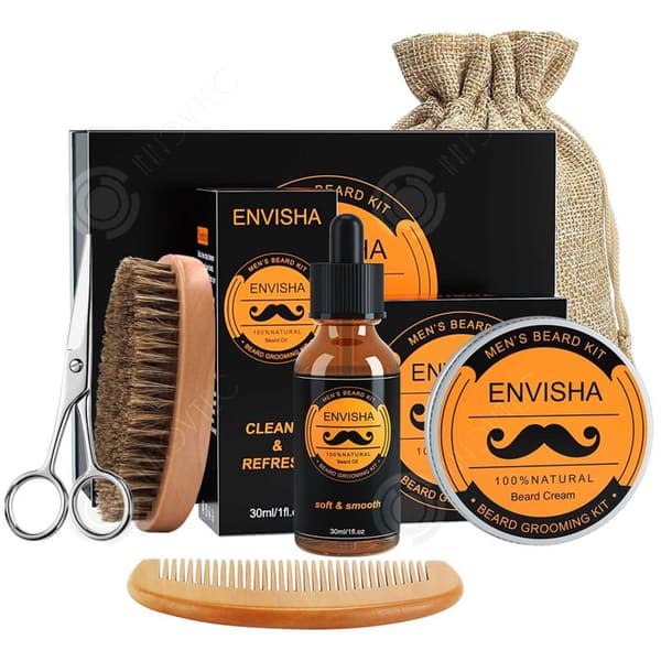 INN Skäggkit för män 6-pack med olja skäggkrämer Skäggborste Sax Grooming Kit Skägg Presentset Gåvor för män