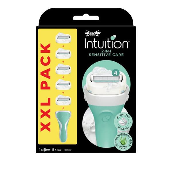 Wilkinson Intuition Sensitive - Rakapparat för kvinnor + 5 blad - XXL Pack