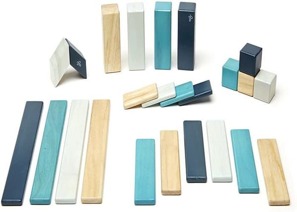 24 delar Tegu magnetiskt träblockset, Blues