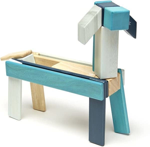 24 delar Tegu magnetiskt träblockset, Blues