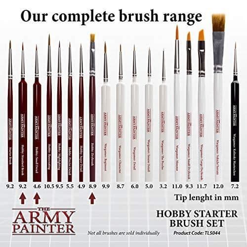 Army Painter Hobby Starter Brush Set | 3 baslack-, detalj- och torrborsteborstar i syntetiska borst från Toray
