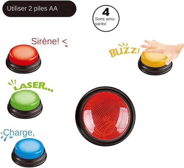 Utbildningstillbehör - Lärresurser - Ljus- och ljudknappar - Set av 4 - Svart - För barn