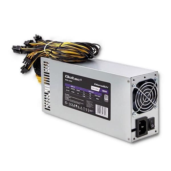Qoltec PCI-E strömförsörjning 1800W 80 Plus Platinum - 5901878503493 Grå