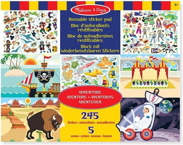 Melissa &amp; Doug Resuable Sticker Pads Set Adventure - 245+ klistermärken
