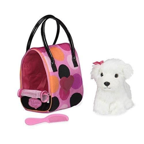 Pucci Pups by Battat - Bichon Frise Uppstoppad Valp med Färgglad Polka Dot Gosedjursväska