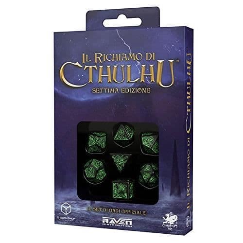 Tärningsspel - Q WORKSHOP - Call Of Cthulhu - Svart och grön - 7 polyedriska delar - För vuxna
