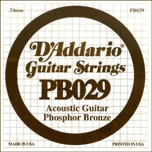 Strängar gitarr akustisk - D'Addario - PB029 - Fosforbrons - Kaliber .029 - Klar och balanserad ton