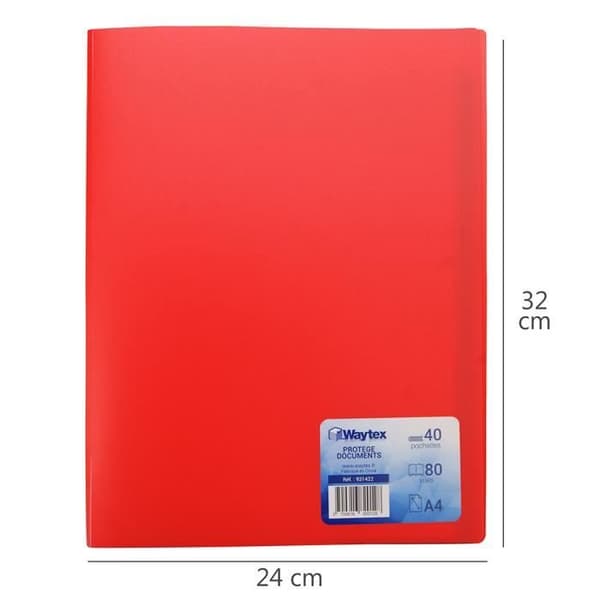 A4 dokumentskydd WAYTEX 931422 80 visningar 40 fickor mjukt polypro fodral rött