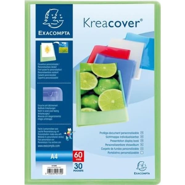 Exacompta KreaCover Chromaline Anpassningsbar dokumenthållare 50 fickor 100 A4-vyer tillgängliga i olika färger
