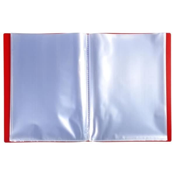 Paket med 10 plastfickor i polypropen 5/10 OPAK kristallfickor 80 vyer - A4 Röd