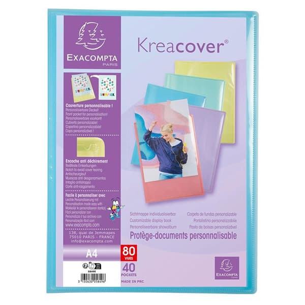 Egen design A4-dokumentfodral EXACOMPTA Kreacover pastell 80 vyer - 40 fickor Blå