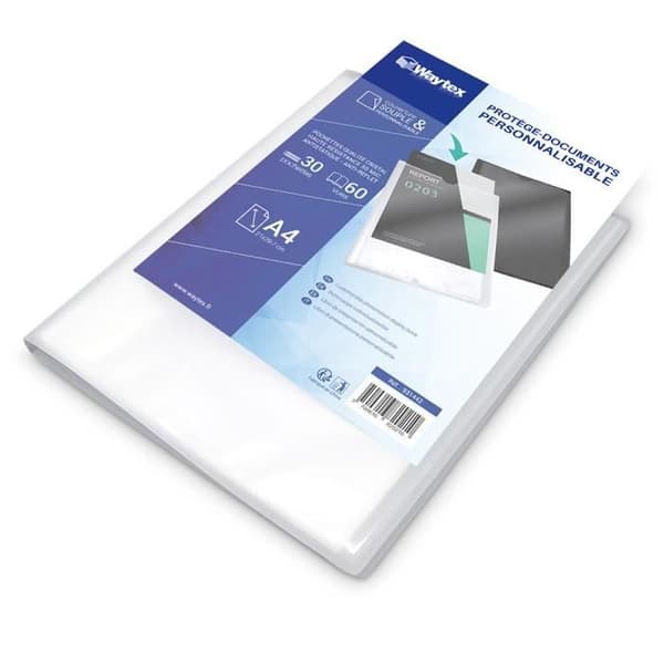 Anpassningsbar A4-vyhållare - WAYTEX - 931442 - 60 visningar - Transparent polypro-fodral