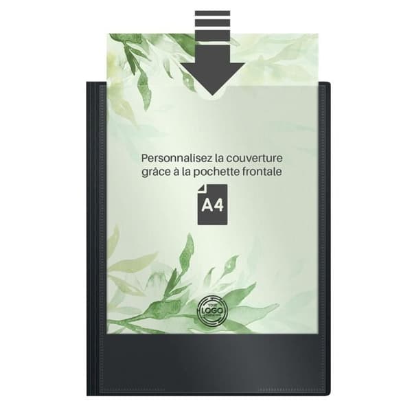 Anpassningsbart A4-dokumentomslag WAYTEX 931445 80 visningar 40 fickor svart polypro-fodral