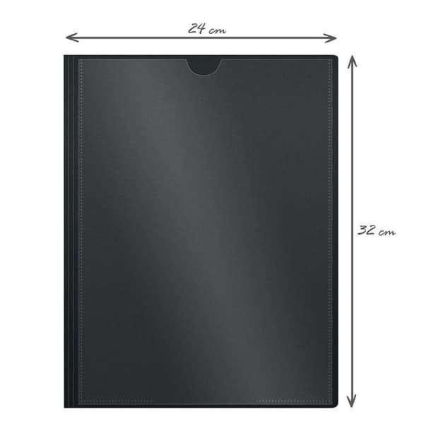 Anpassningsbart A4-dokumentomslag WAYTEX 931445 80 visningar 40 fickor svart polypro-fodral