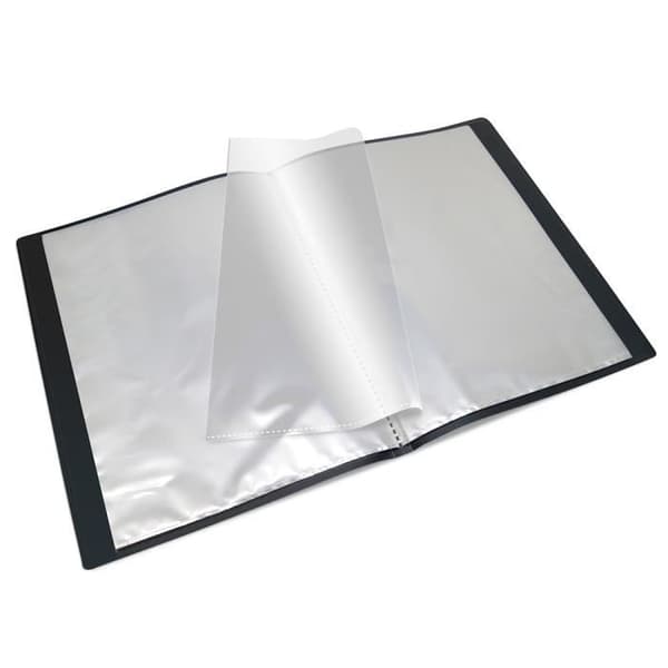 Anpassningsbart A4-dokumentomslag WAYTEX 931445 80 visningar 40 fickor svart polypro-fodral