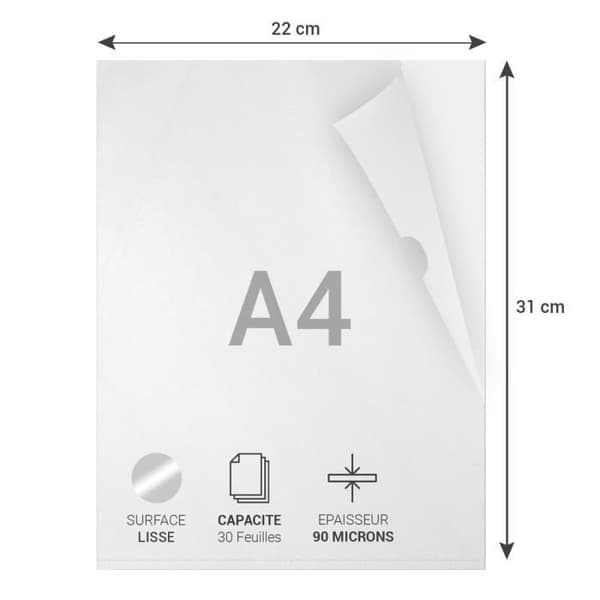 A4 genomskinliga hörnfickor Waytex 931309 Slät 90 mikron - förpackning om 50