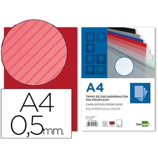 Bindcovers - LIDERPAPEL - TE19 - Pack med 100 - A4 - Plast - Röd