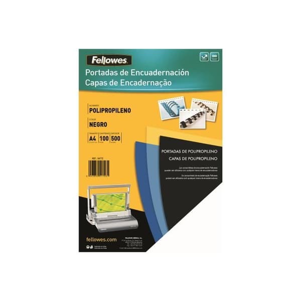 Fellowes A4 (210 x 297 mm) 450 Micron Svart 100 enheter polypropenbindningsfodral för Fellowes ESP50, Galaxy 500,...