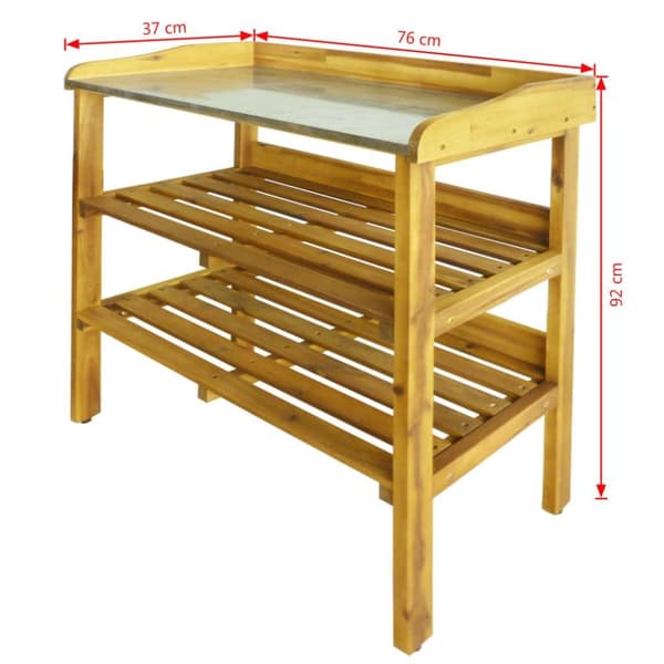 vidaXL Plantebenk med 2 hyller heltre akasie og sink