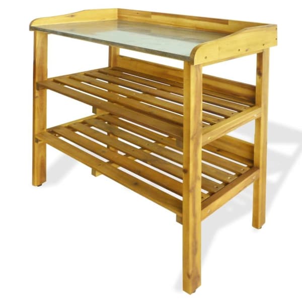 vidaXL Plantebenk med 2 hyller heltre akasie og sink