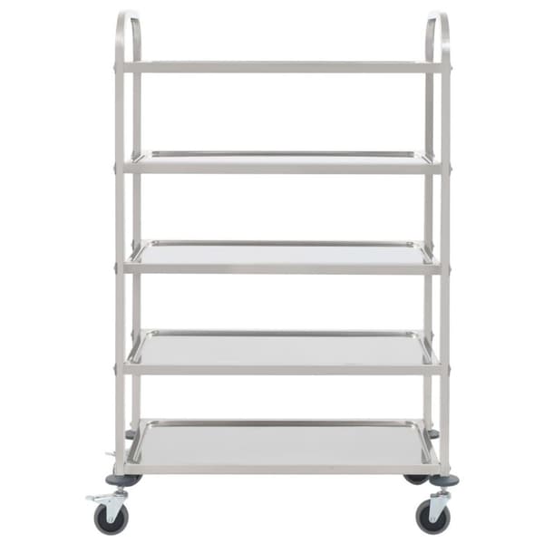 vidaXL Kjøkkentralle 5 etasjer 107x55x147 cm rustfritt stål