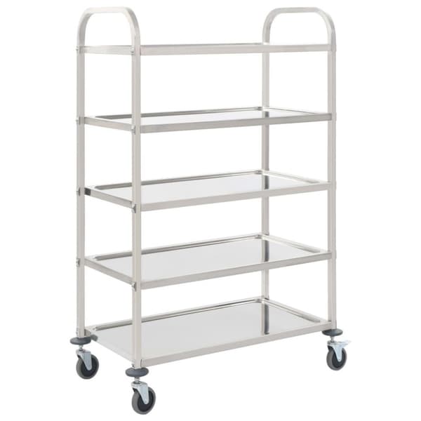 vidaXL Kjøkkentralle 5 etasjer 107x55x147 cm rustfritt stål
