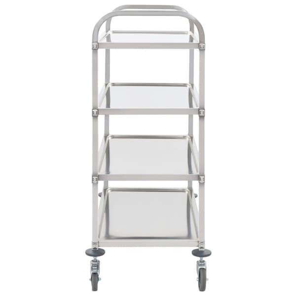 vidaXL Kjøkkentralle 4 etasjer 107x55x125 cm rustfritt stål