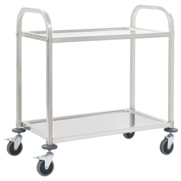 vidaXL Serveringsvagn 2 våningar 95x45x83,5 cm rostfritt stål