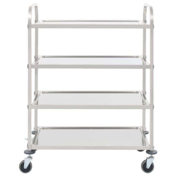 vidaXL 4-tasoinen tarjoiluvaunu 107x55x125 cm ruostumaton teräs