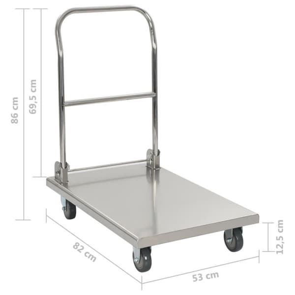 vidaXL Kuljetuskärry hopea 82x53x86 cm ruostumaton teräs