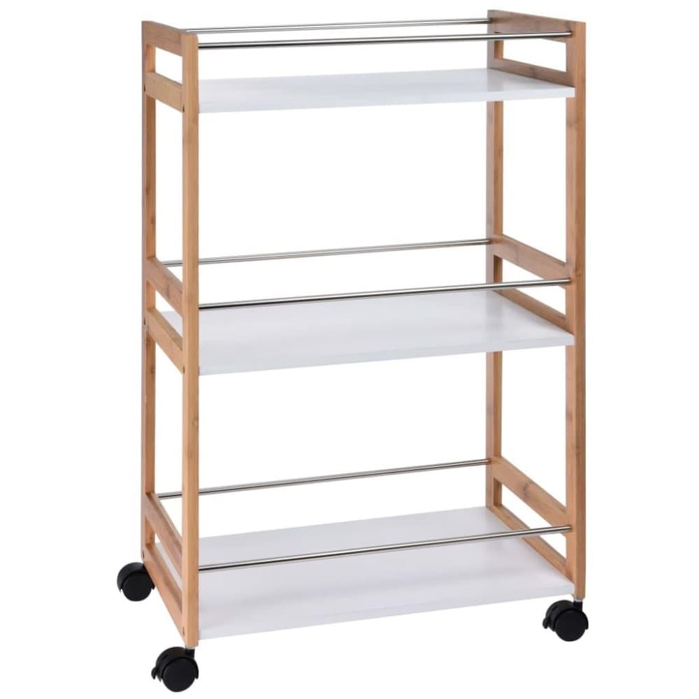 Excellent Houseware Köksvagn 51x30x80cm bambu beige och vit