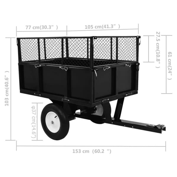 vidaXL Tippvagn till gräsklippare 300 kg last