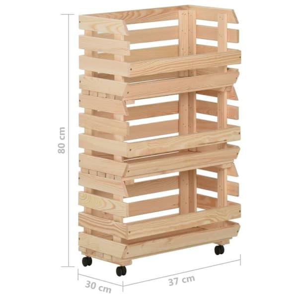 vidaXL Vihanneskärry 37x30x80 cm täysi mänty