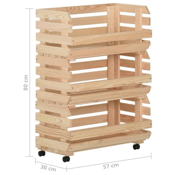 vidaXL grøntsagsvogn 57x30x80 cm massivt fyrretræ