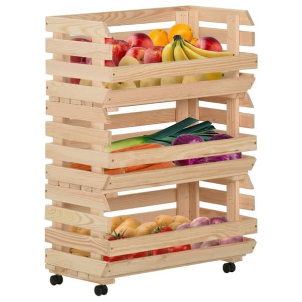 vidaXL grøntsagsvogn 57x30x80 cm massivt fyrretræ