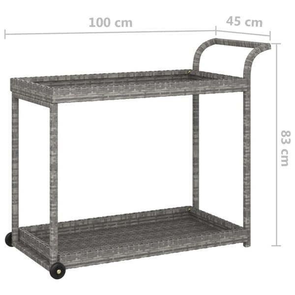 vidaXL barvogn 100x45x83 cm polyrattan grå
