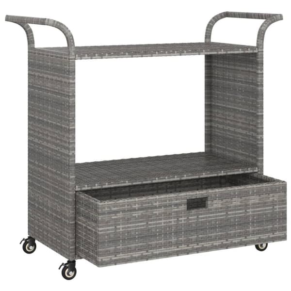 vidaXL Baarivaunu laatikolla harmaa 100x45x97 cm polyrottinki