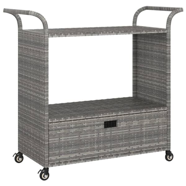 vidaXL Baarivaunu laatikolla harmaa 100x45x97 cm polyrottinki