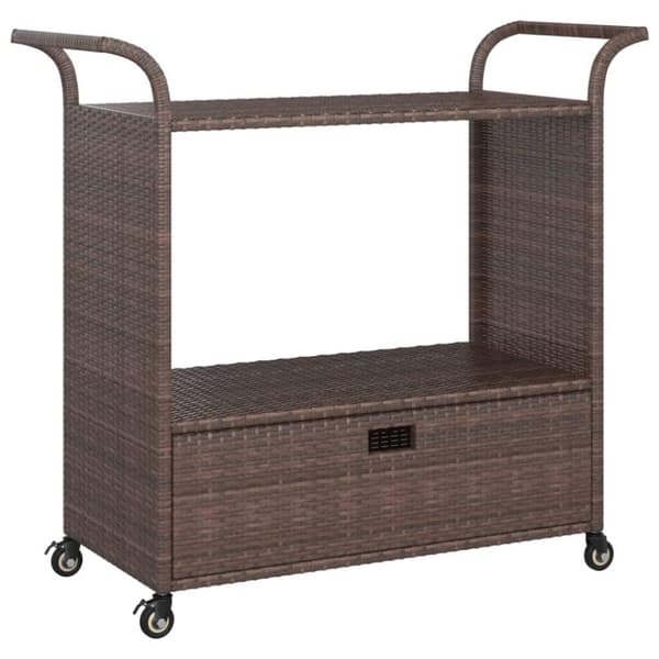 vidaXL Serveringsvagn med låda brun 100x45x97 cm konstrotting