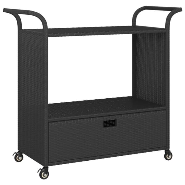 vidaXL Serveringsvagn med låda svart 100x45x97 cm konstrotting