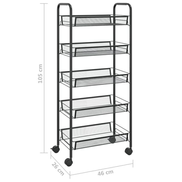 vidaXL køkkenvogn med 5 hylder 46x26x105 cm jern sort