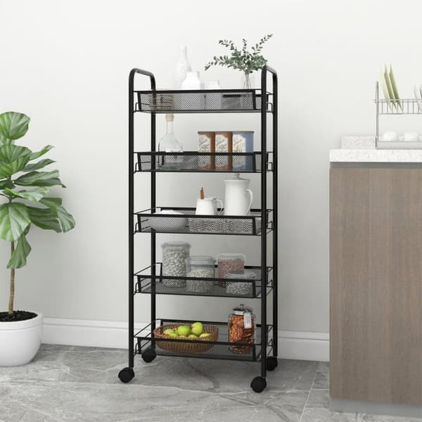 vidaXL køkkenvogn med 5 hylder 46x26x105 cm jern sort