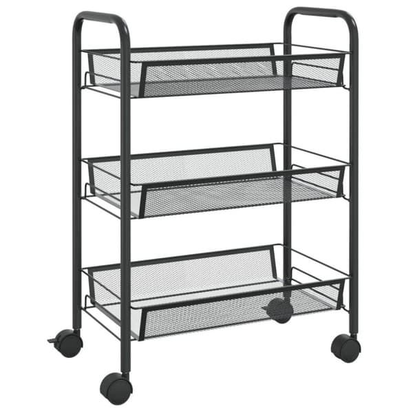 vidaXL køkkenvogn med 3 hylder 46x26x64 cm jern sort