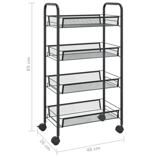 vidaXL køkkenvogn med 4 hylder 46x26x85 cm jern sort