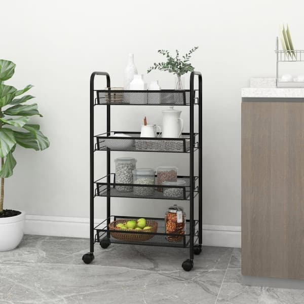 vidaXL køkkenvogn med 4 hylder 46x26x85 cm jern sort