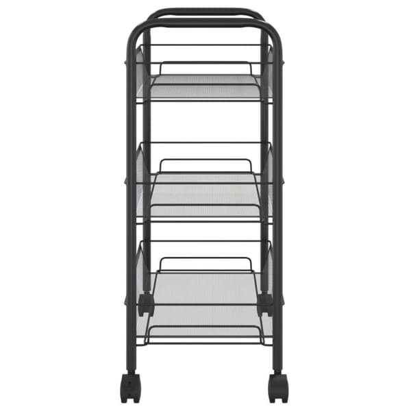 vidaXL 3-etasjers kjøkkenvogn svart 46x26x64 cm jern