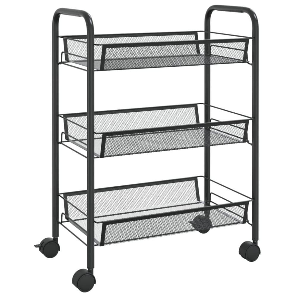 vidaXL Rullvagn 3 våningar svart 46x26x64 cm järn