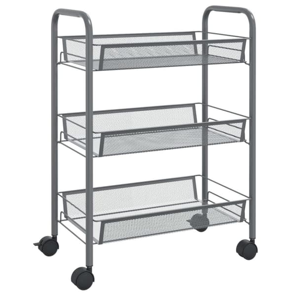 vidaXL Rullvagn 3 våningar grå 46x26x64 cm järn